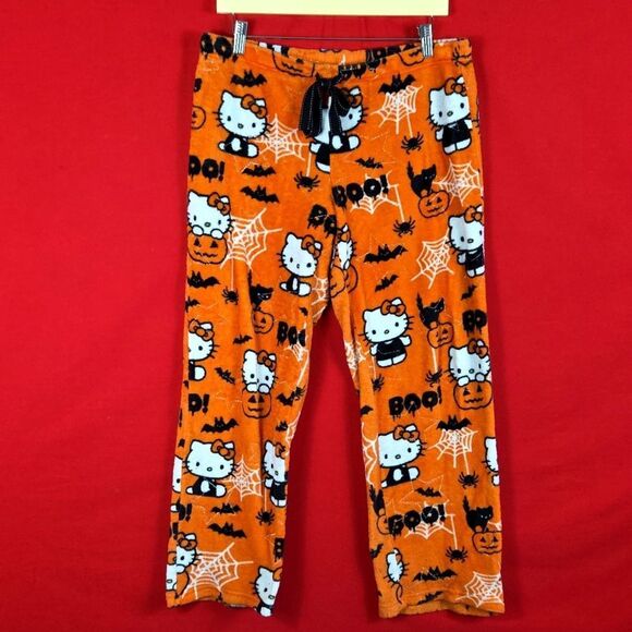 HELLO KITTY Halloween Pajama PJ Pants Orange Womens Size Medium - Picture 1 of 7